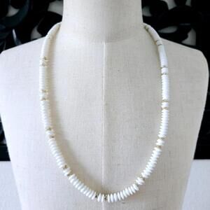 White Gold Tone Beaded Single Strand Necklace